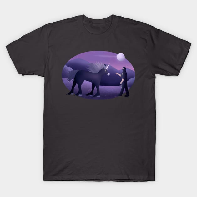 Ninja Brian and the Dusk Unicorn T-Shirt by celestialuka